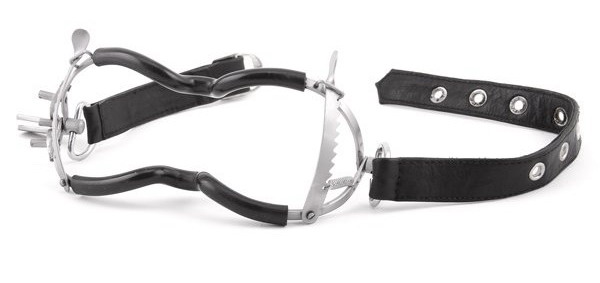 WHITEHEAD RATCHET MOUTH GAG WITH LEATHER STRAP + PVC COATING
