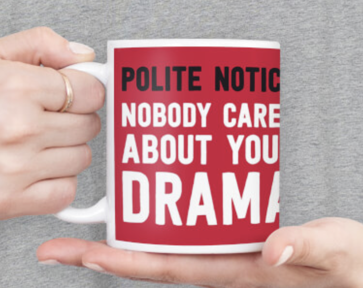 DM Polite Notice - Nobody Cares About Your Drama Funny Mug