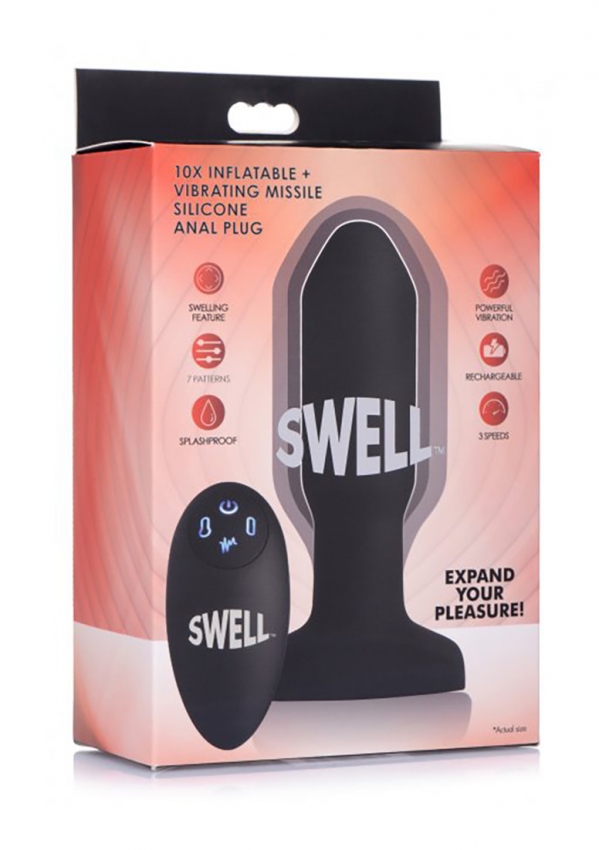 SWELL INFLATABLE VIBRATING MISSILE PLUG SILICONE