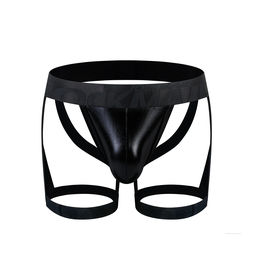 JOCKMAIL 259 FAUX LEATHER JOCK WITH LEG RESTRAINTS