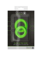 [2100000300464] OUCH 2 PIECE GLOW IN THE DARK COCK RING SET